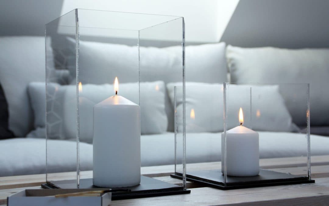 photophore avec plaques de plexiglass