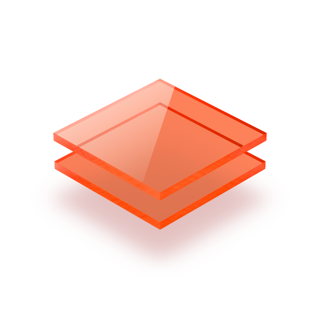 Plaque plexiglass orange fluorescent